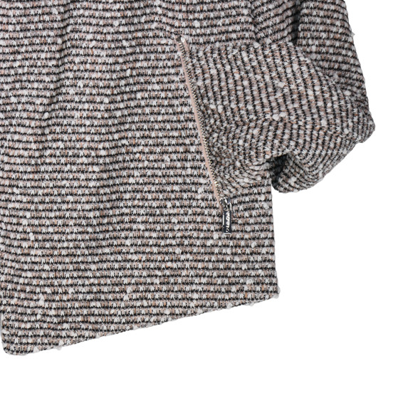 Calvin Klein Knit Blazer Womens Size L Black White Brown Open Crop Moto Jacket - Picture 8 of 9